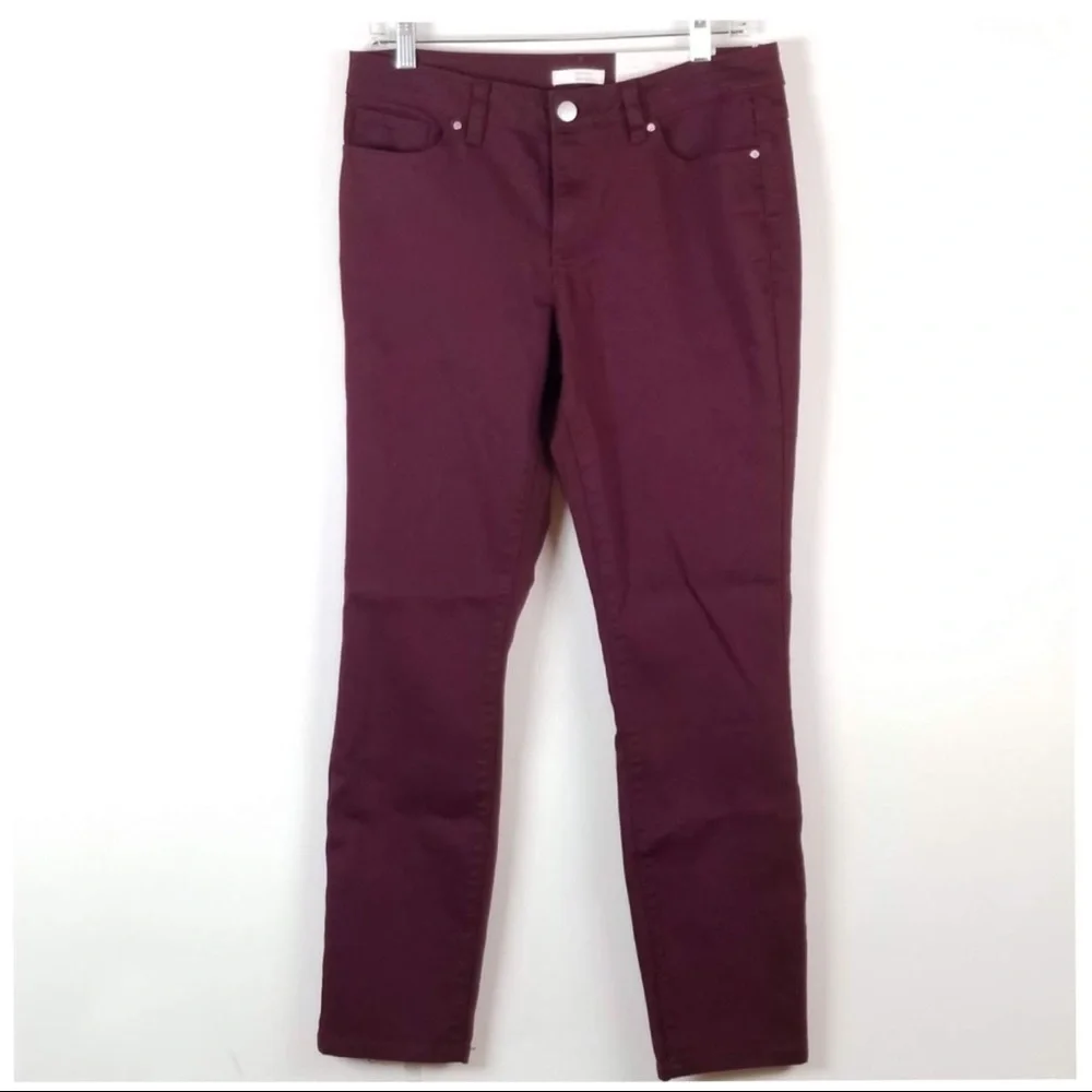 LC Lauren Conrad Burgundy Skinny Jeans Mid Rise Stretch Slim Fit NWT 6
